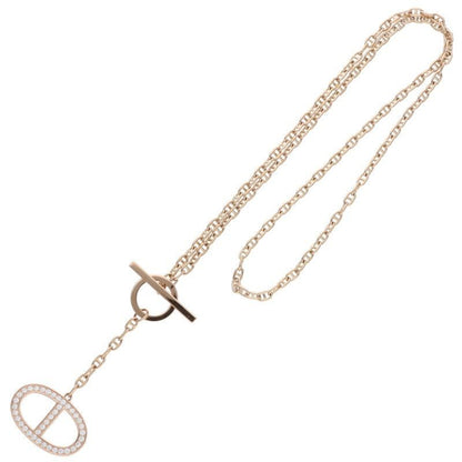 Hermes Chaine D'ancre Contour GM 18K Pink Gold Diamond Necklace Ladies ST