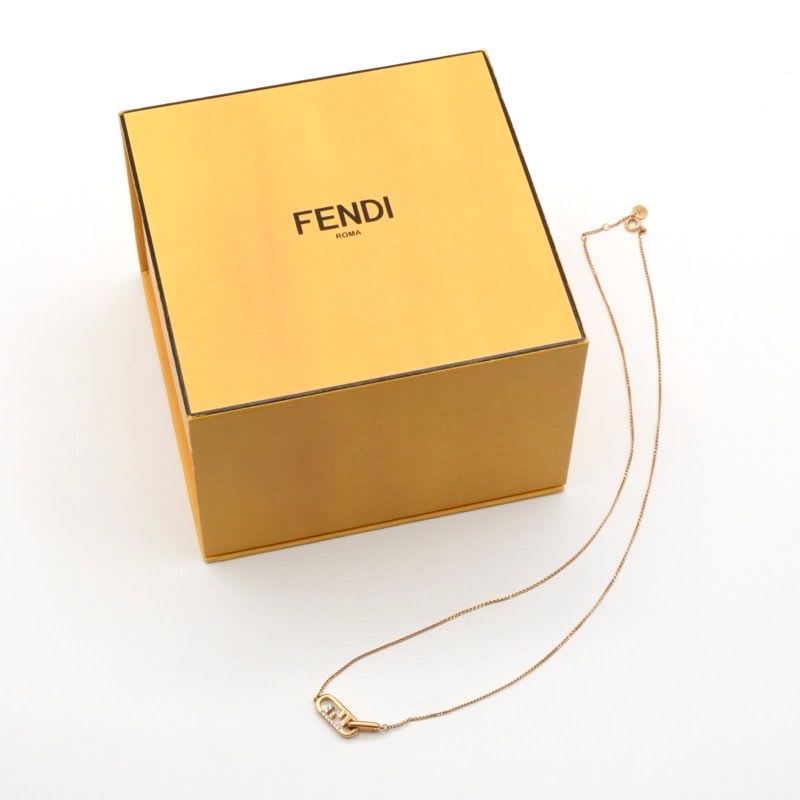 Fendi Orlock Necklace Pendant Rhinestone Logo