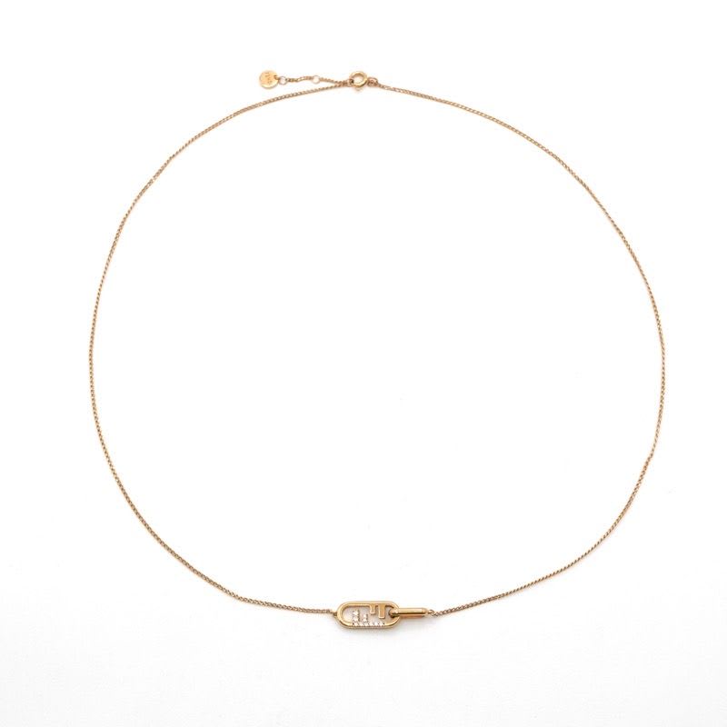 Fendi Orlock Necklace Pendant Rhinestone Logo
