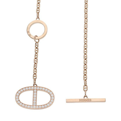 Hermes Chaine D'ancre Contour GM 18K Pink Gold Diamond Necklace Women's SH