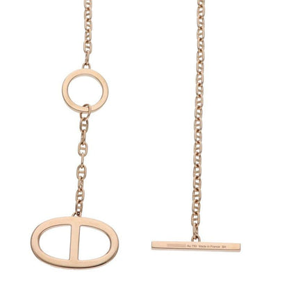 Hermes Chaine D'ancre Contour GM 18K Pink Gold Diamond Necklace Women's SH