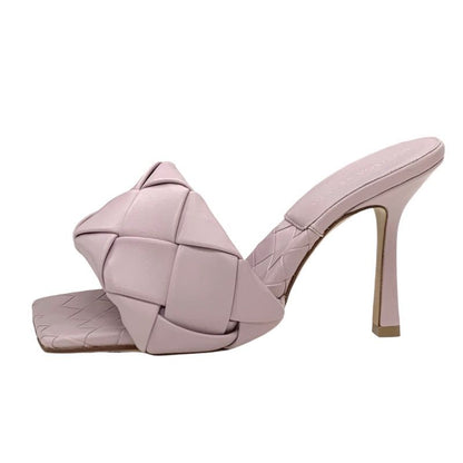 Unused Bottega Veneta Sandals Mule Lido Intrecciato Leather Pink