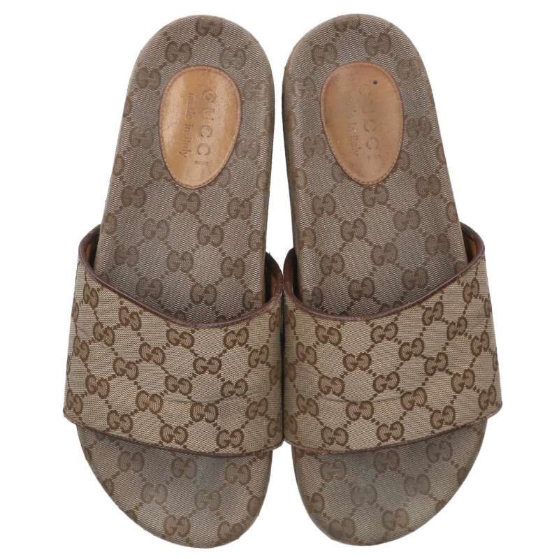 Gucci 624695 GG Pattern Canvas Slide Sandals Men's 10