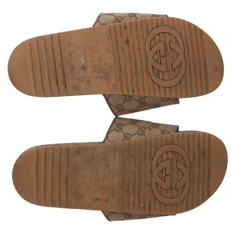 Gucci 624695 GG Pattern Canvas Slide Sandals Men's 10