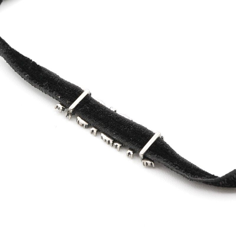 Christian Dior J'a Necklace Choker Black Silver Rhinestone Logo