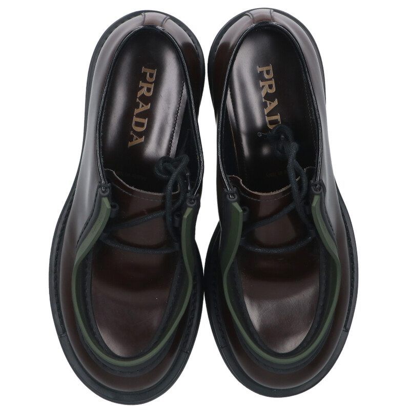 Prada 2eg421 Diapason Leather Lace-up Shoes Men's 6.5
