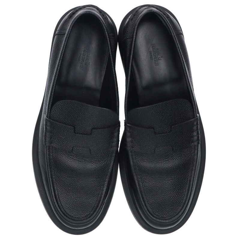 Hermes Guillaume H Design Leather Shoes Men's 42.5