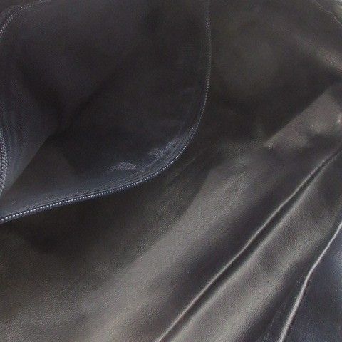 Gianni Versace Gianni Versace Pouch Leather Genuine Leather Navy Gray Logo