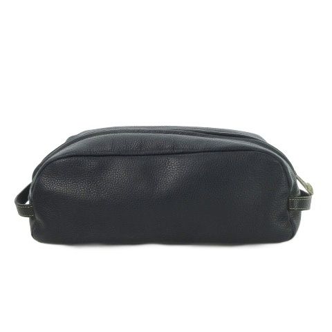 Gianni Versace Gianni Versace Pouch Leather Genuine Leather Navy Gray Logo