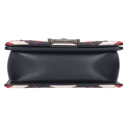 Chanel Boy Chanel 20 Argyle Patchwork Chain Leather Shoulder Bag Men's 20