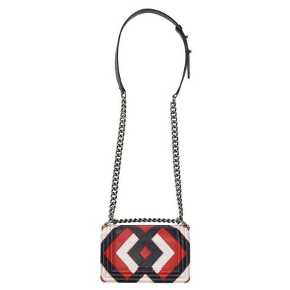 Chanel Boy Chanel 20 Argyle Patchwork Chain Leather Shoulder Bag Men's 20