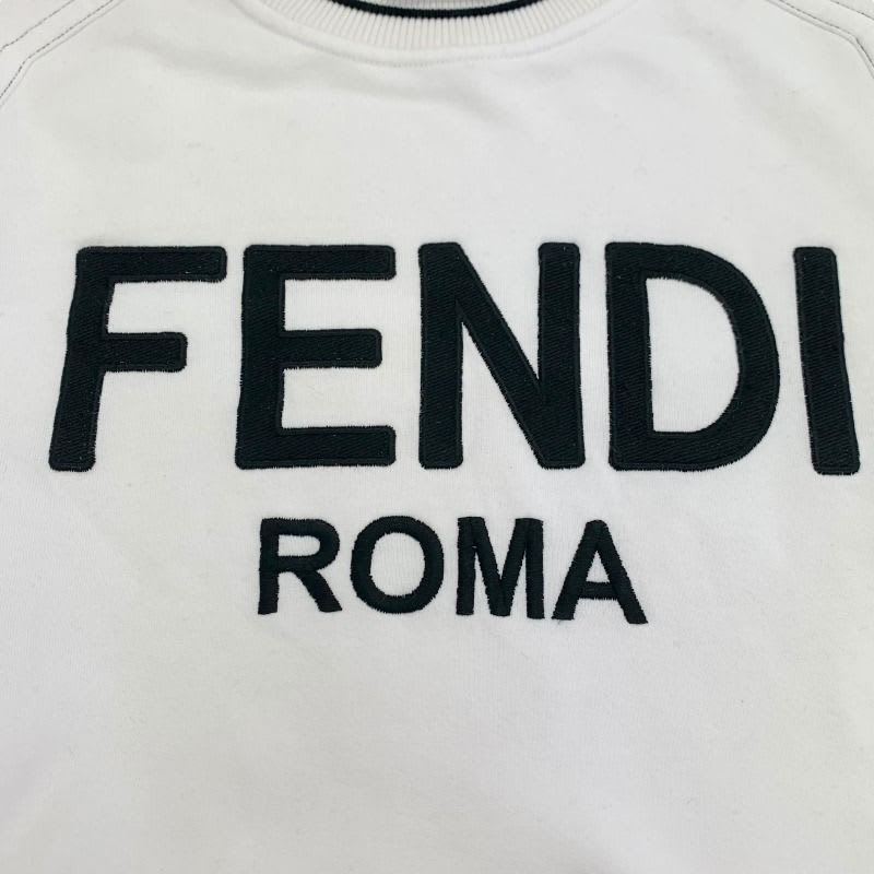 Fendi Top Trainer Sweatshirt 20 AW Logo Long Sleeve Brushed Lining Cotton White