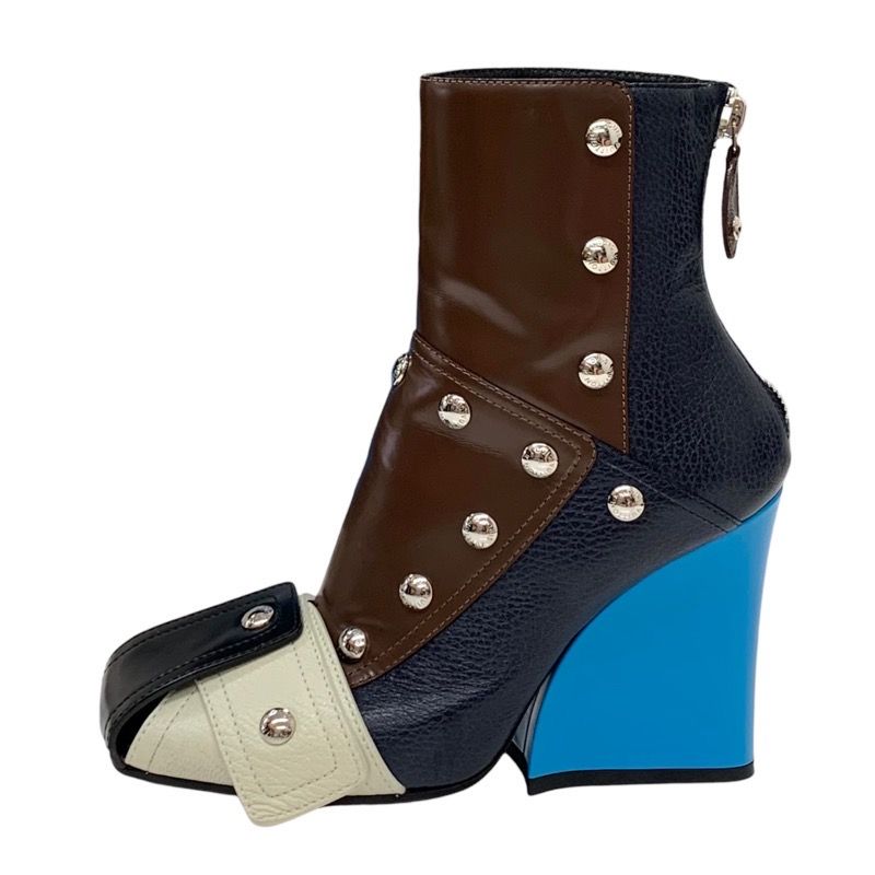 Louis Vuitton Boots Short Boots Ankle Boots Patti Line Studs Leather Multicolor