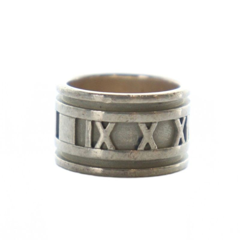 Tiffany & Co Atlas Wide Ring Logo Roman Silver 925 no 10