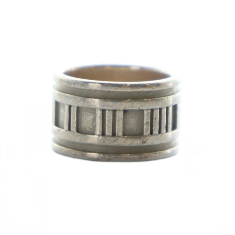 Tiffany & Co Atlas Wide Ring Logo Roman Silver 925 no 10