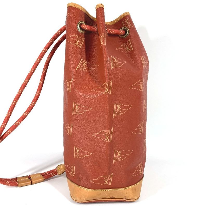 Louis Vuitton Shoulder Bag Saint-Tropez Leather Canvas Abogany Orange