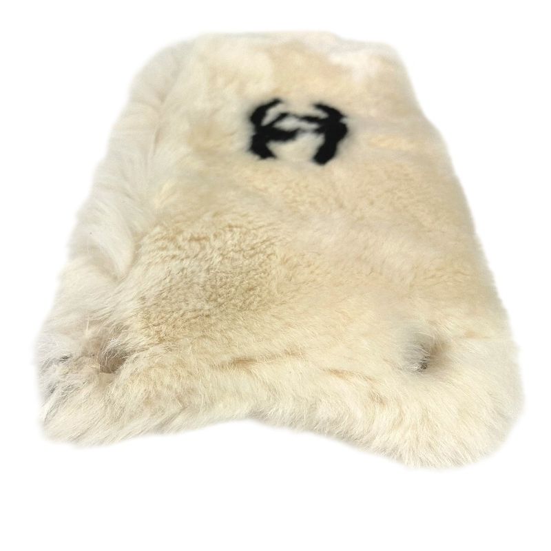 Chanel Bracelet CC Coco Mark Logo Fur Rabbit Black