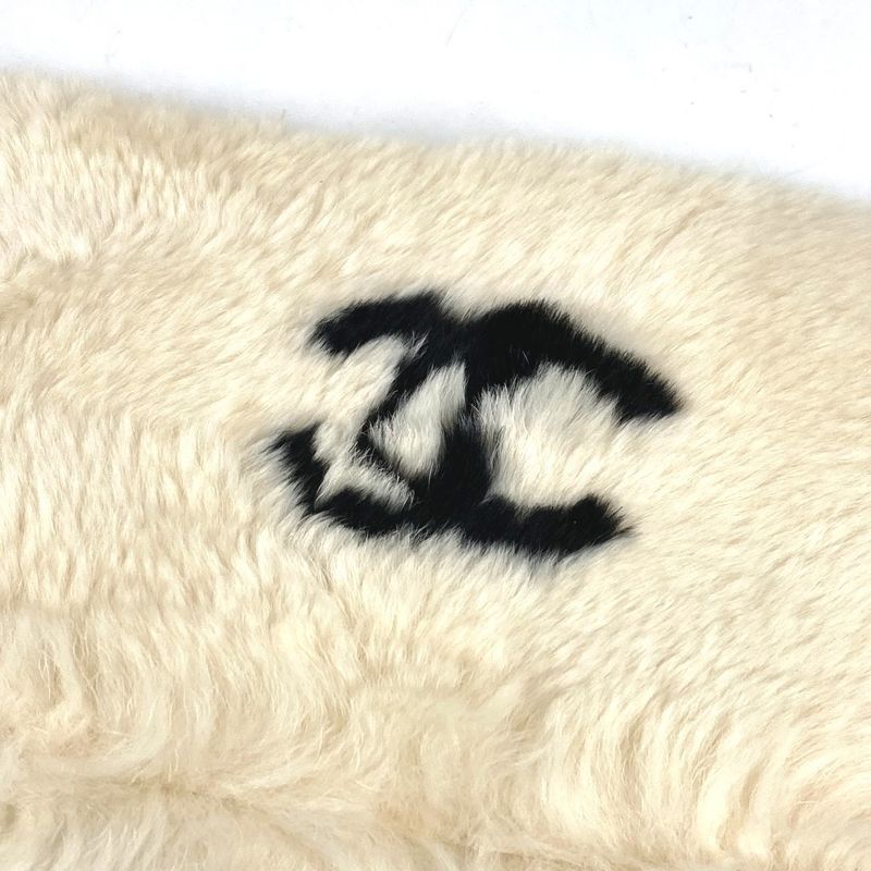 Chanel Bracelet CC Coco Mark Logo Fur Rabbit Black