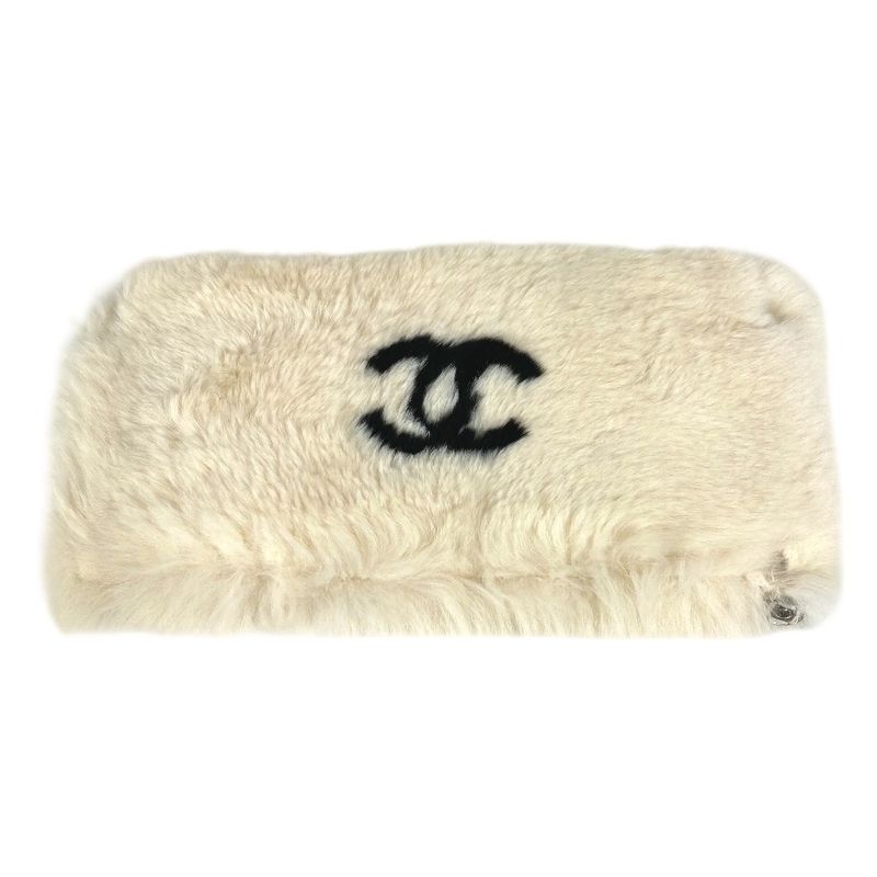 Chanel Bracelet CC Coco Mark Logo Fur Rabbit Black