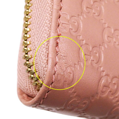 Gucci Wallet Long Microshima Leather Pink Round