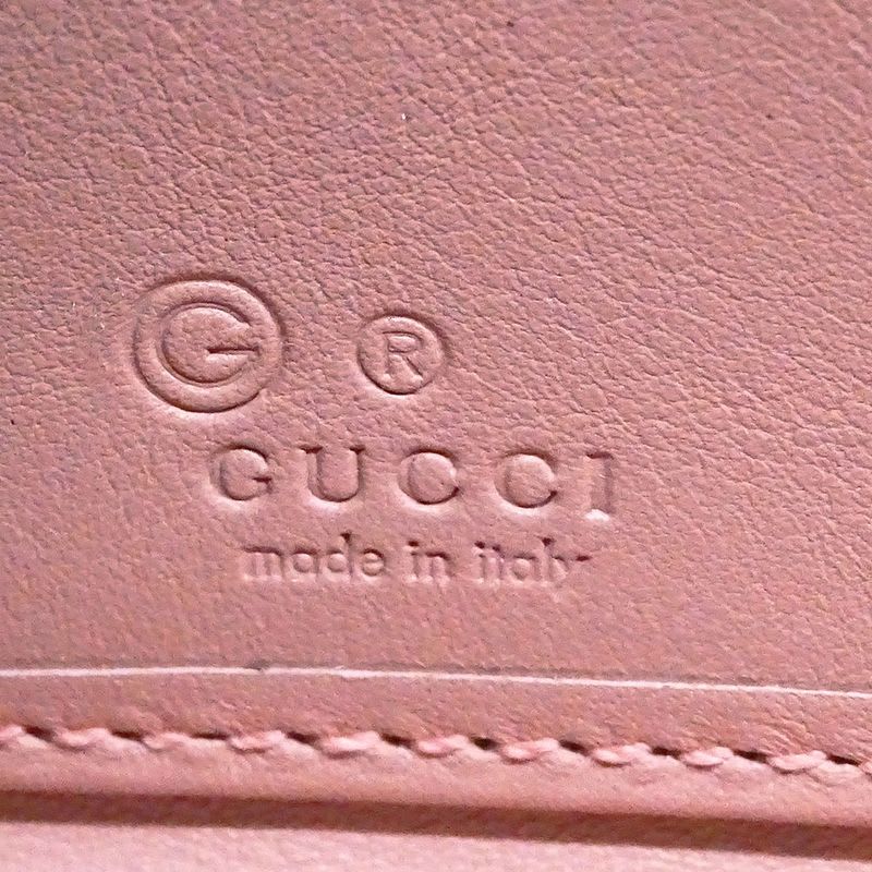 Gucci Wallet Long Microshima Leather Pink Round