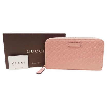 Gucci Wallet Long Microshima Leather Pink Round