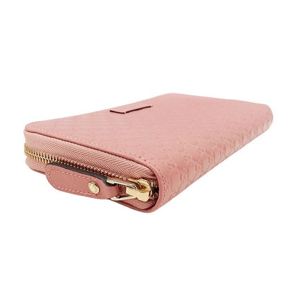 Gucci Wallet Long Microshima Leather Pink Round