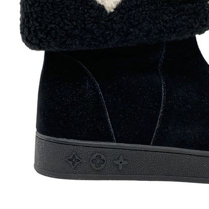 Louis Vuitton Snowdrop Line Monogram Short Boots Mouton Boots Folded Suede Black