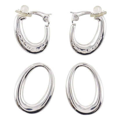 Chanel Double Hoop Silver 925 Women's 27.2 g Earrings