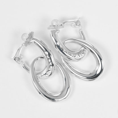 Chanel Double Hoop Silver 925 Women's 27.2 g Earrings