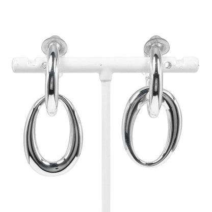 Chanel Double Hoop Silver 925 Women's 27.2 g Earrings