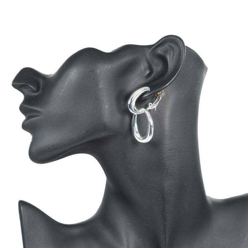 Chanel Double Hoop Silver 925 Women's 27.2 g Earrings