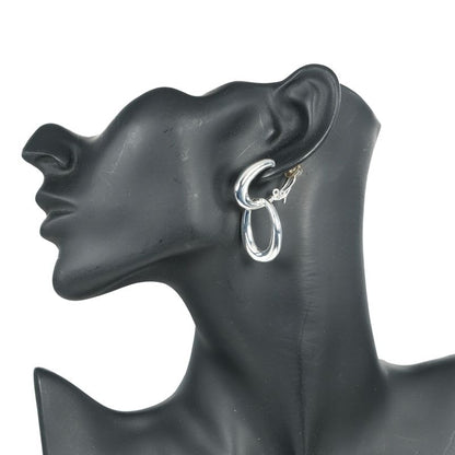 Chanel Double Hoop Silver 925 Women's 27.2 g Earrings