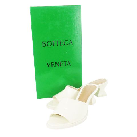 Bottega Veneta CHA Sandal Sandals Mule Leather 36.5 23.5 cm White CK26