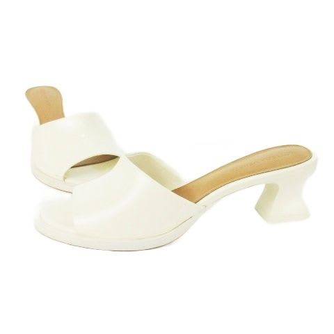 Bottega Veneta CHA Sandal Sandals Mule Leather 36.5 23.5 cm White CK26