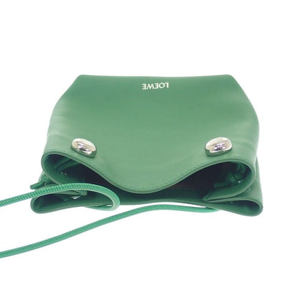 Loewe Pebble Pouch Canbsppx01 Shoulder Bag Calf Green Silver Hardware Women's