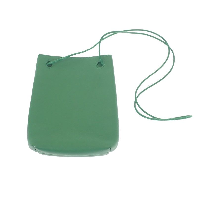 Loewe Pebble Pouch Canbsppx01 Shoulder Bag Calf Green Silver Hardware Women's