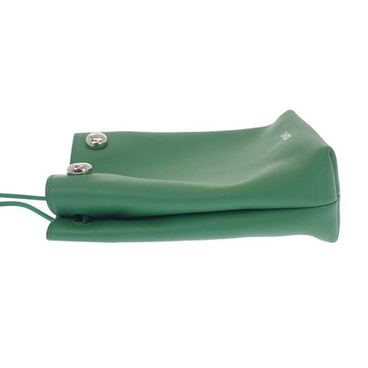 Loewe Pebble Pouch Canbsppx01 Shoulder Bag Calf Green Silver Hardware Women's
