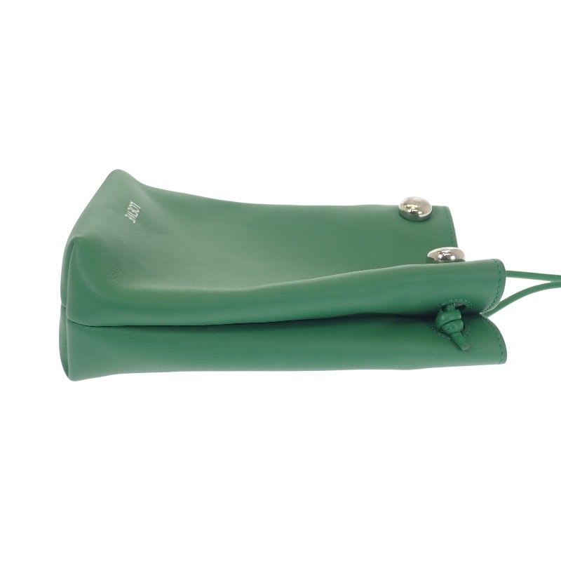 Loewe Pebble Pouch Canbsppx01 Shoulder Bag Calf Green Silver Hardware Women's