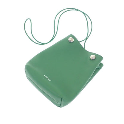 Loewe Pebble Pouch Canbsppx01 Shoulder Bag Calf Green Silver Hardware Women's