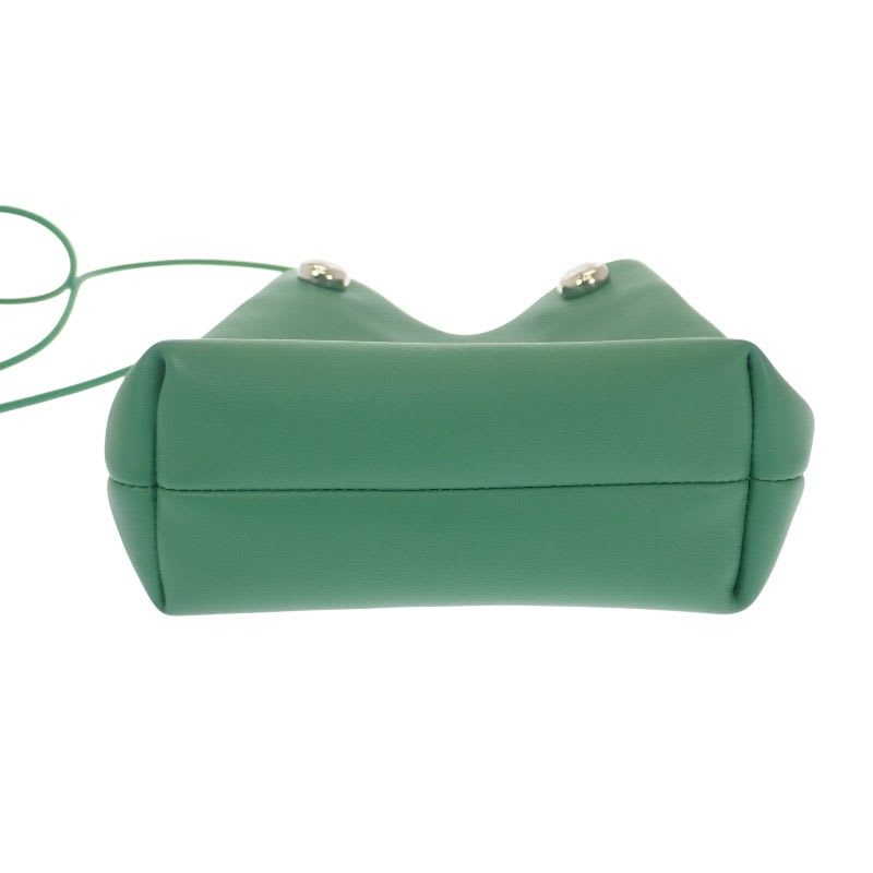 Loewe Pebble Pouch Canbsppx01 Shoulder Bag Calf Green Silver Hardware Women's