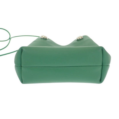 Loewe Pebble Pouch Canbsppx01 Shoulder Bag Calf Green Silver Hardware Women's