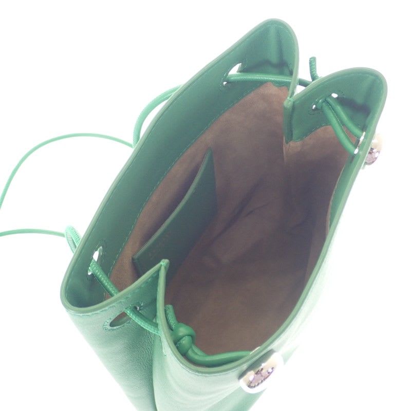 Loewe Pebble Pouch Canbsppx01 Shoulder Bag Calf Green Silver Hardware Women's