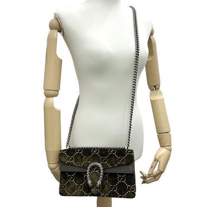 Gucci Bag Dionysus GG Suede Shoulder Leather Khaki