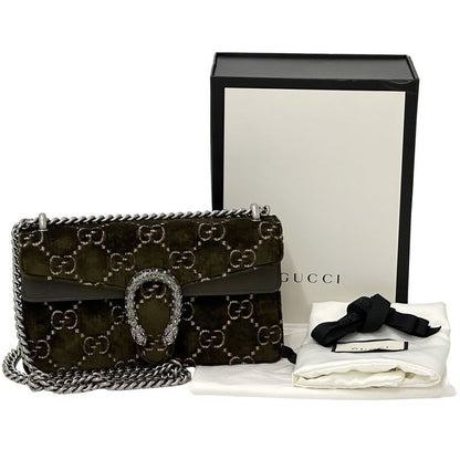 Gucci Bag Dionysus GG Suede Shoulder Leather Khaki