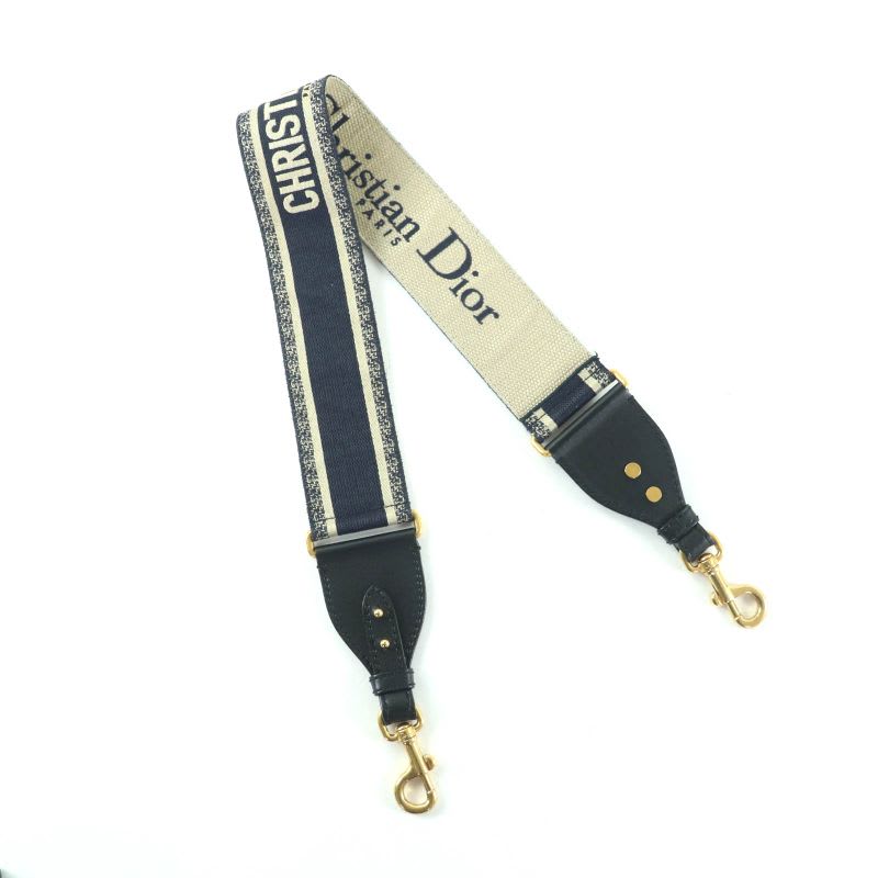 Christian Dior S8557 Cbte Canvas Leather Embroidery Shoulder Strap Navy
