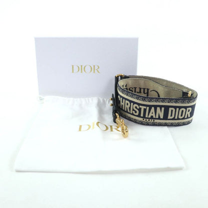 Christian Dior S8557 Cbte Canvas Leather Embroidery Shoulder Strap Navy