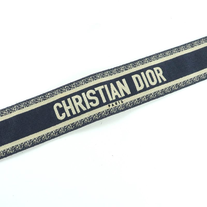 Christian Dior S8557 Cbte Canvas Leather Embroidery Shoulder Strap Navy