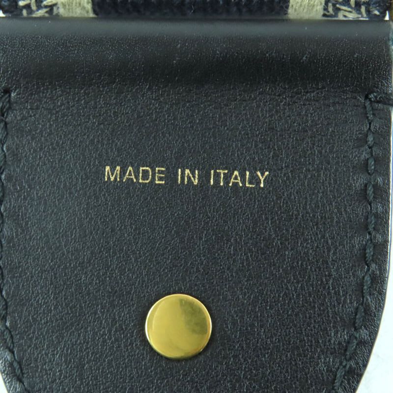 Christian Dior S8557 Cbte Canvas Leather Embroidery Shoulder Strap Navy