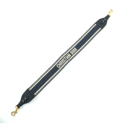 Christian Dior S8557 Cbte Canvas Leather Embroidery Shoulder Strap Navy